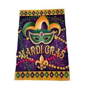 Mardi Gras Mask Beads Garden Flag Purple